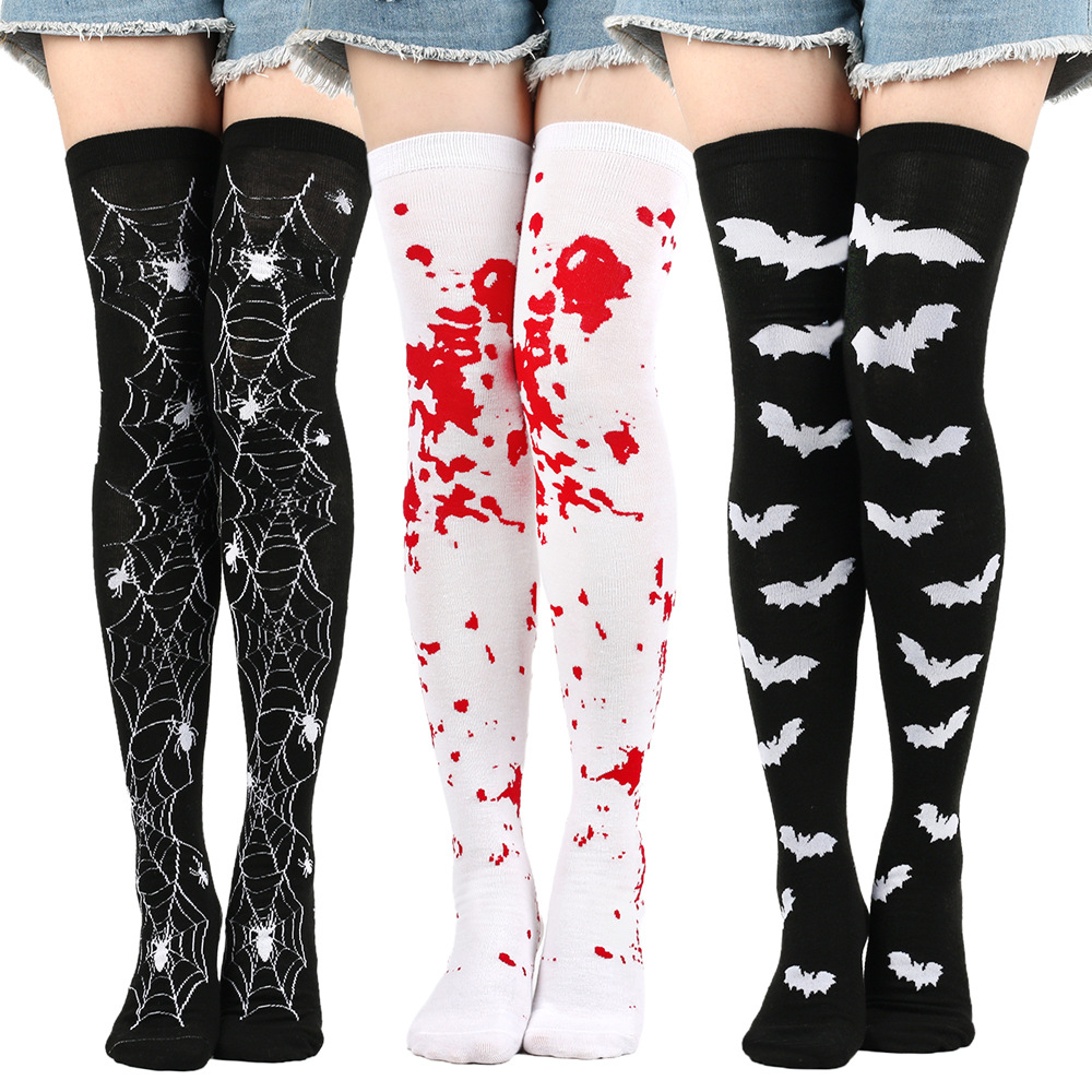 Halloween Over Knee Socks With Print Design For Party